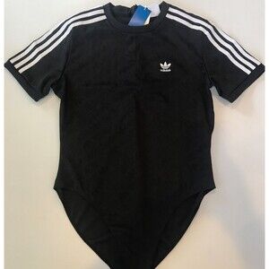 Adidas Trefoil Logo Embossed Black Dance Gymnastic Fitness Body Suit Women's S